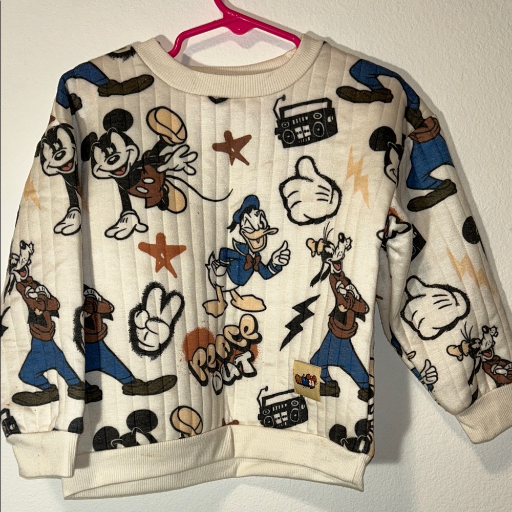 Disney Kids Cream and Black Sweatshirt set with Blue Accents